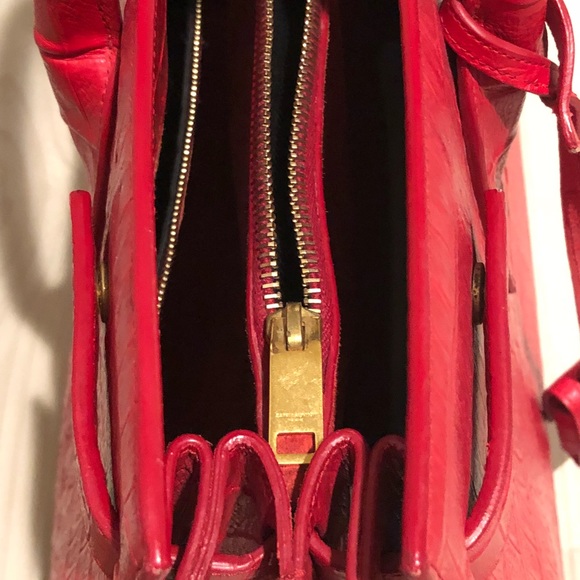 Red Saint Laurent Sac De Jour Embossed Croc Large - Picture 7 of 8